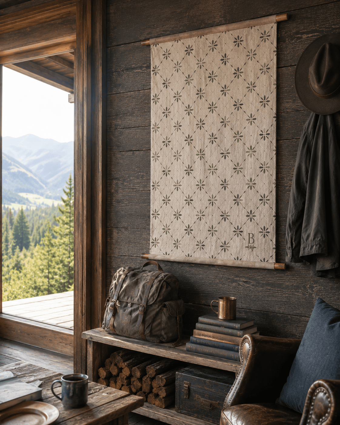 Woven lambswool, crossed arrows